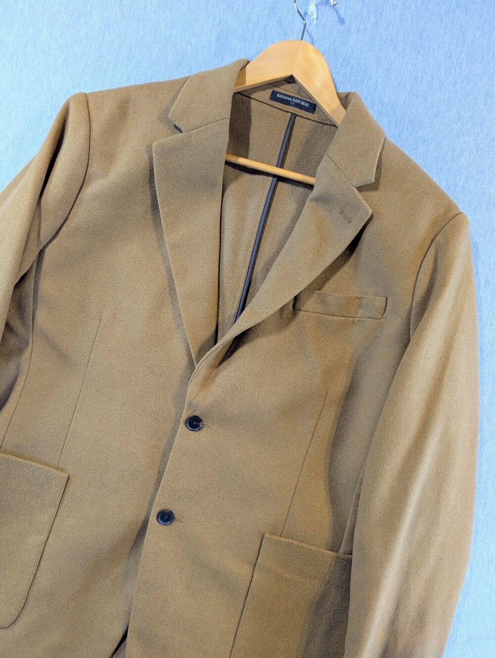 Banana Republic Tailored Fit Suede Polyester Wool Blend Blazer Men's 46R Brown